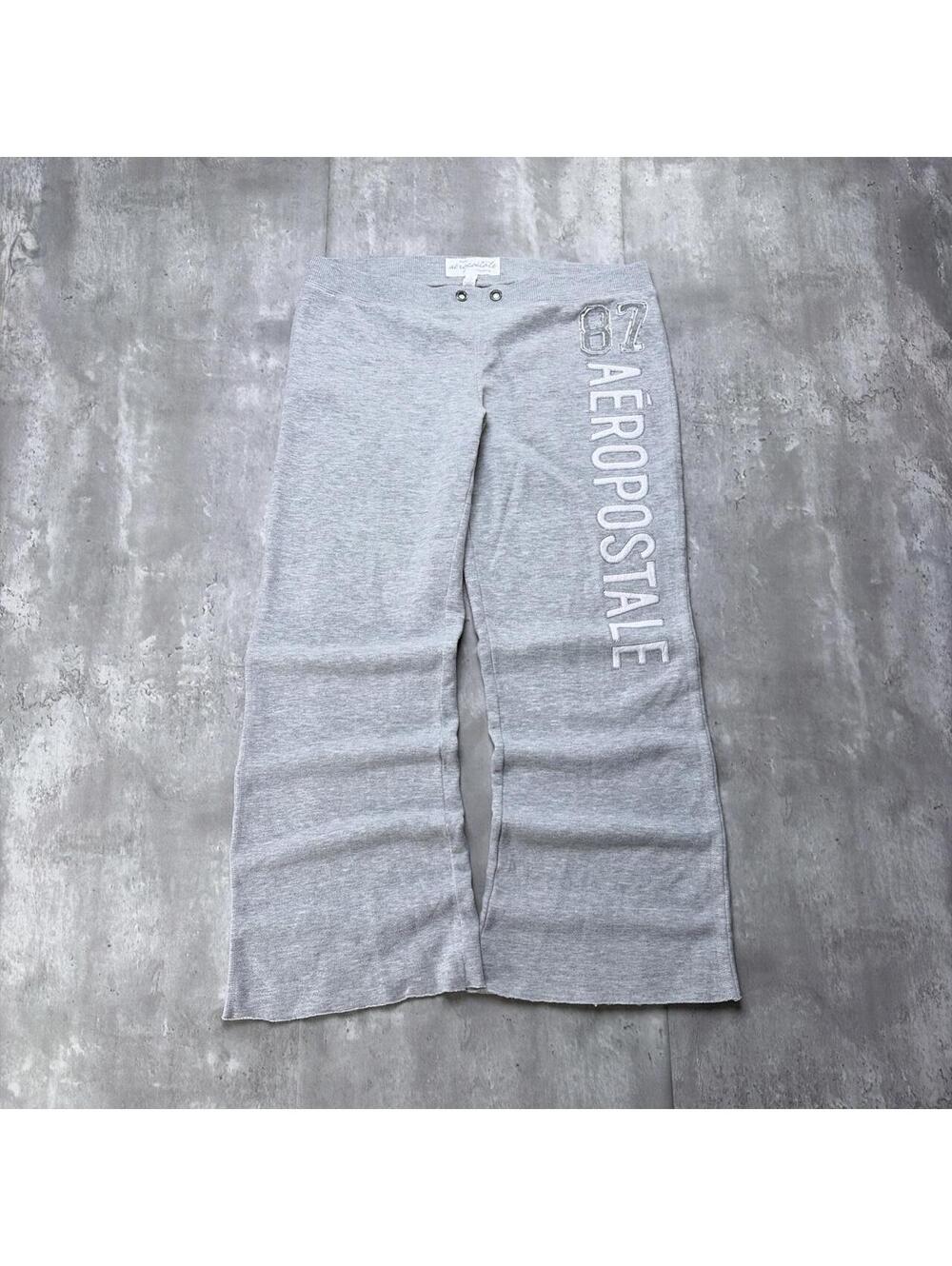 Y2K Grey Aeropostale Grunge Low Rise Flared Sweatpants